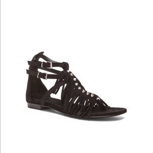 Barbara Bui Black fringe gladiator sandal
